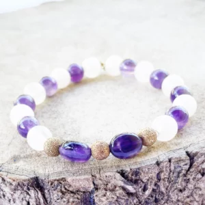 Bracelet Améthyste et Quartz Rose