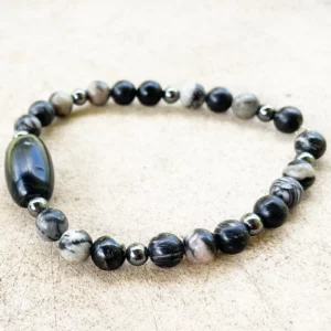 Bracelet Jaspe Picasso et Agate Dzi