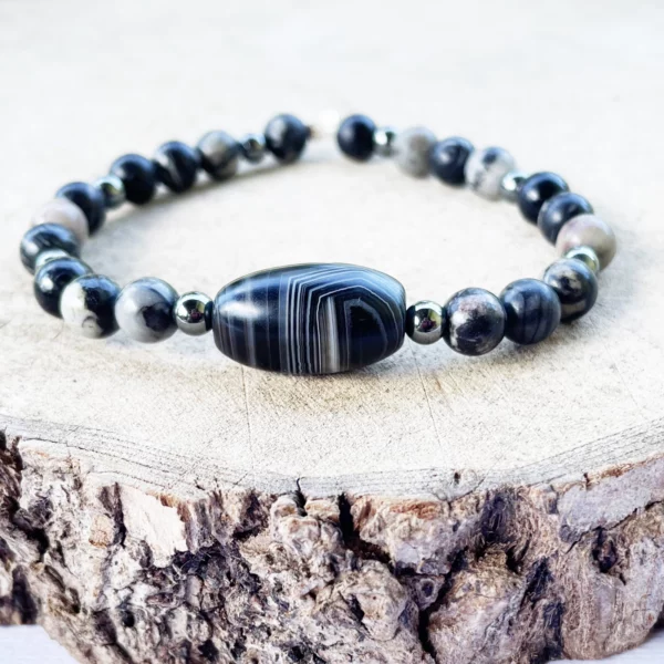 Bracelet Jaspe Picasso et Agate Dzi