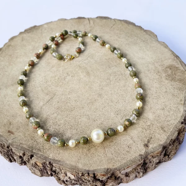 Collier Unakite et Perles de Culture – Image 2
