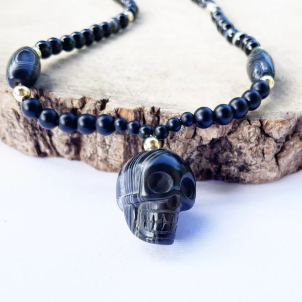 Collier Skull Agate