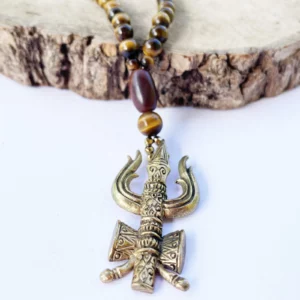 Collier Oeil de Tigre Trishul