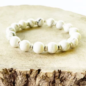 Bracelet Howlite, hématite argent