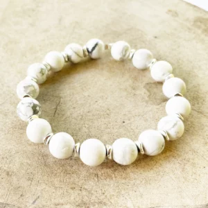 Bracelet Howlite, hématite argent