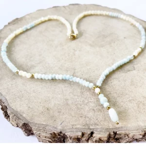 Collier aigue marine et nacre blanche