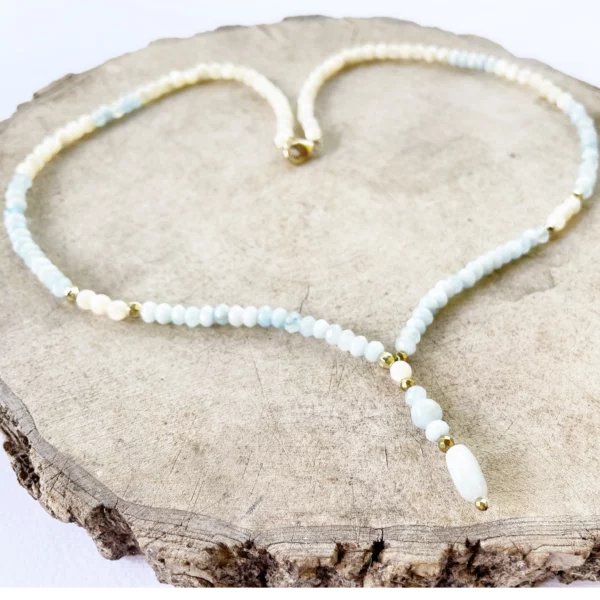 Collier aigue marine et nacre blanche – Image 2