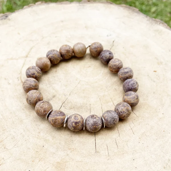 Bracelet Jaspe Peau de Serpent Mat et Argent – Image 2