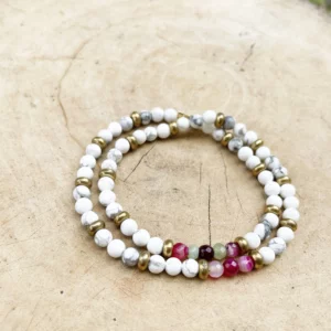 Bracelet Double Howlite et Agate Rose
