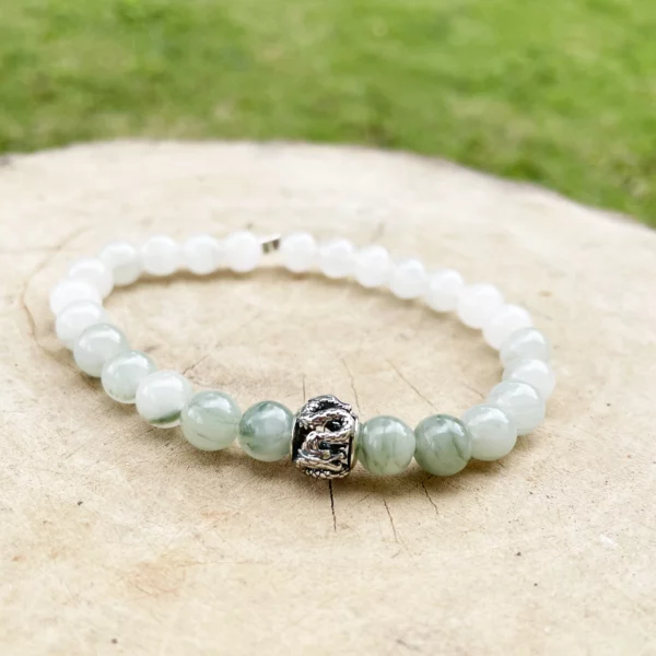 Bracelet Jade vert et Argent Dragon