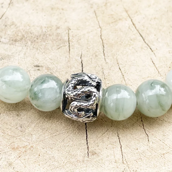 Bracelet Jade vert et Argent Dragon – Image 3