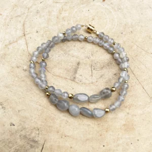 Bracelet Double Labradorite et Hématite