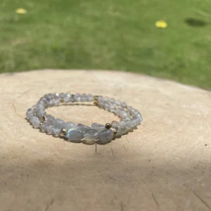 Bracelet Double Labradorite et Hématite