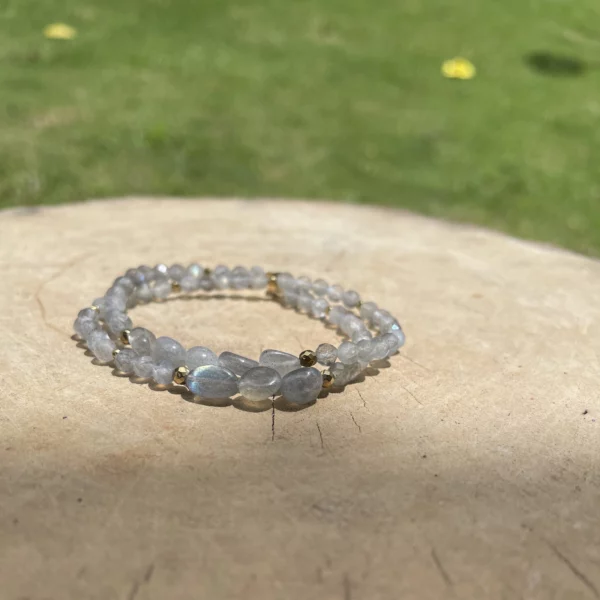 Bracelet Double Labradorite et Hématite