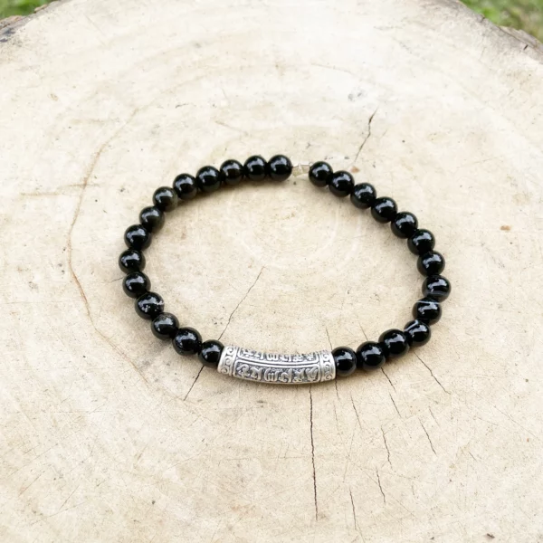 Bracelet Obsidienne Cartouche Tibetain – Image 3