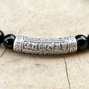 Bracelet Obsidienne Cartouche Tibetain