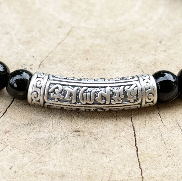 Bracelet Obsidienne Cartouche Tibetain – Image 2