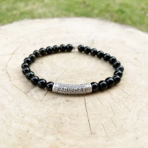 Bracelet Obsidienne Cartouche Tibetain