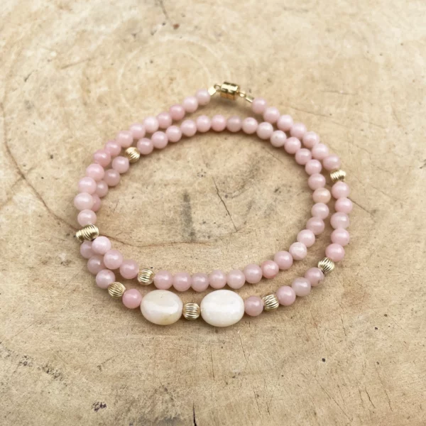 Bracelet Double Opale Rose – Image 2