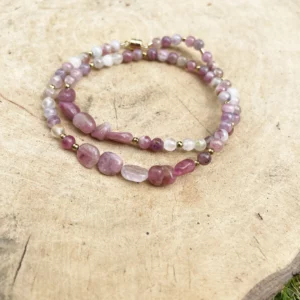 Bracelet Double Tourmaline rose