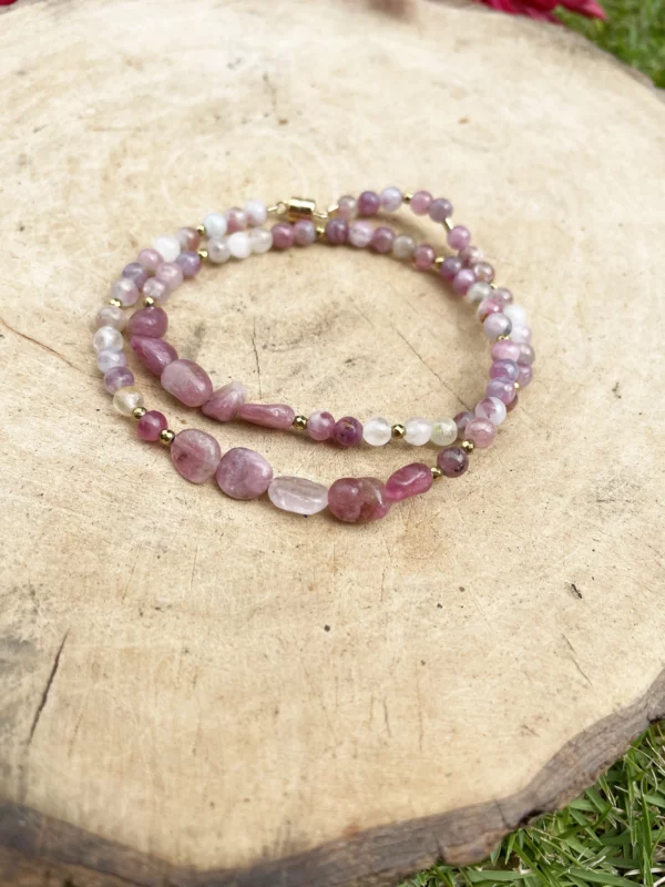 Bracelet Double Tourmaline rose – Image 2