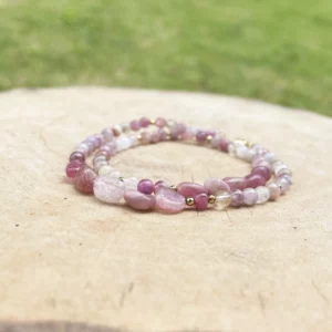 Bracelet Double Tourmaline rose
