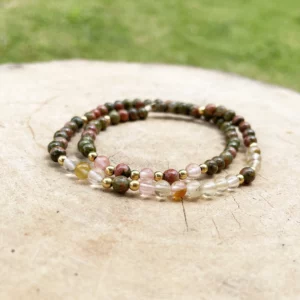 Bracelet Double Unakite Tourmaline