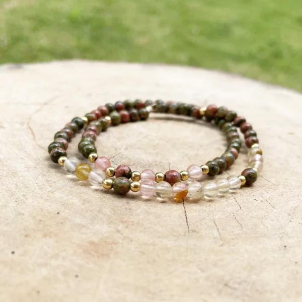 Bracelet Double Unakite Tourmaline