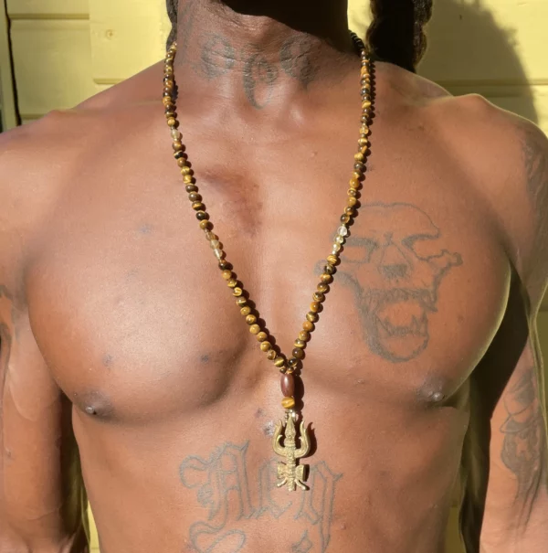 Collier Oeil de Tigre Trishul – Image 3